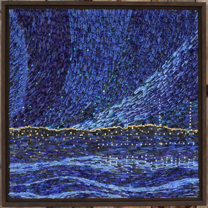 Pendant que tu dors - 2017. 61cm x 61cm. Verre, smalti, or. Collection privée.
